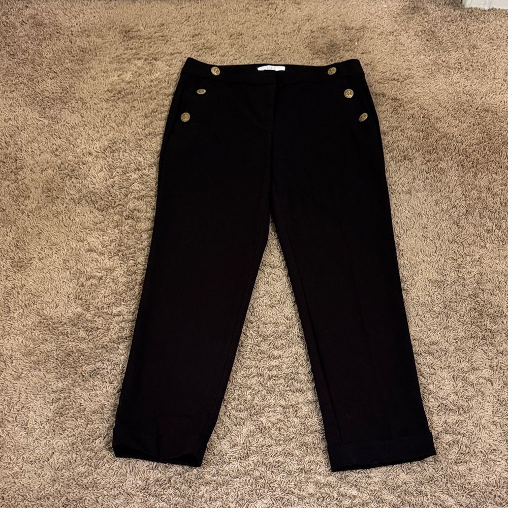NWT Loft Sailor Button High Rise Cropped Pants Black size 4 Business Casual Chic
